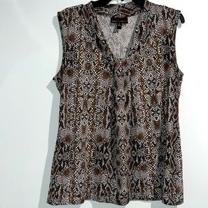 Dana Buchman Brown Snake Print Sleeveless Top